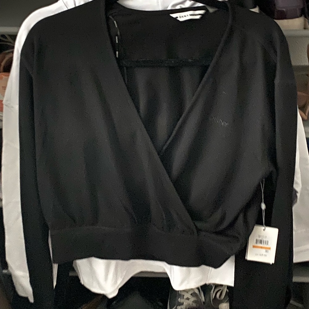 DKNY sport waffle wrap-front top